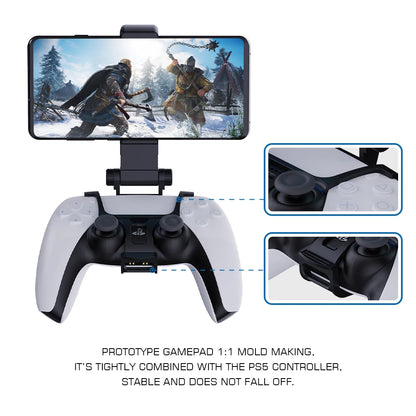 GameSir Mobile Phone Holder Mount Stand for PS5 Controller – Adjustable Smartphone Mount for PlayStation 5 Gaming