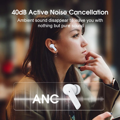 QCY HT05 ANC Wireless Earphones - 40dB Noise Cancelling, Bluetooth 5.2 & Crystal-ClearCall