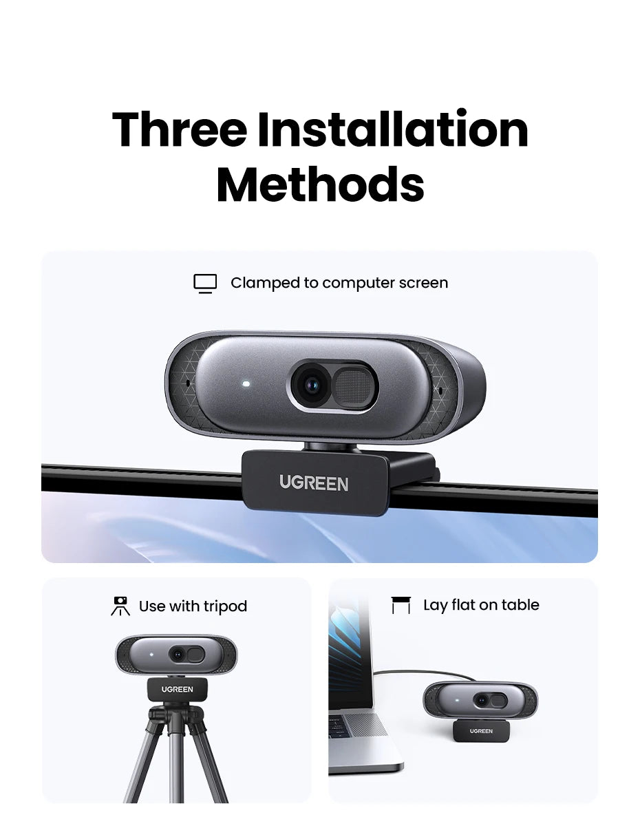 UGREEN 2K Ultra HD Webcam with Dual Microphones - USB Camera for Crystal Clear Video Calls & Streaming