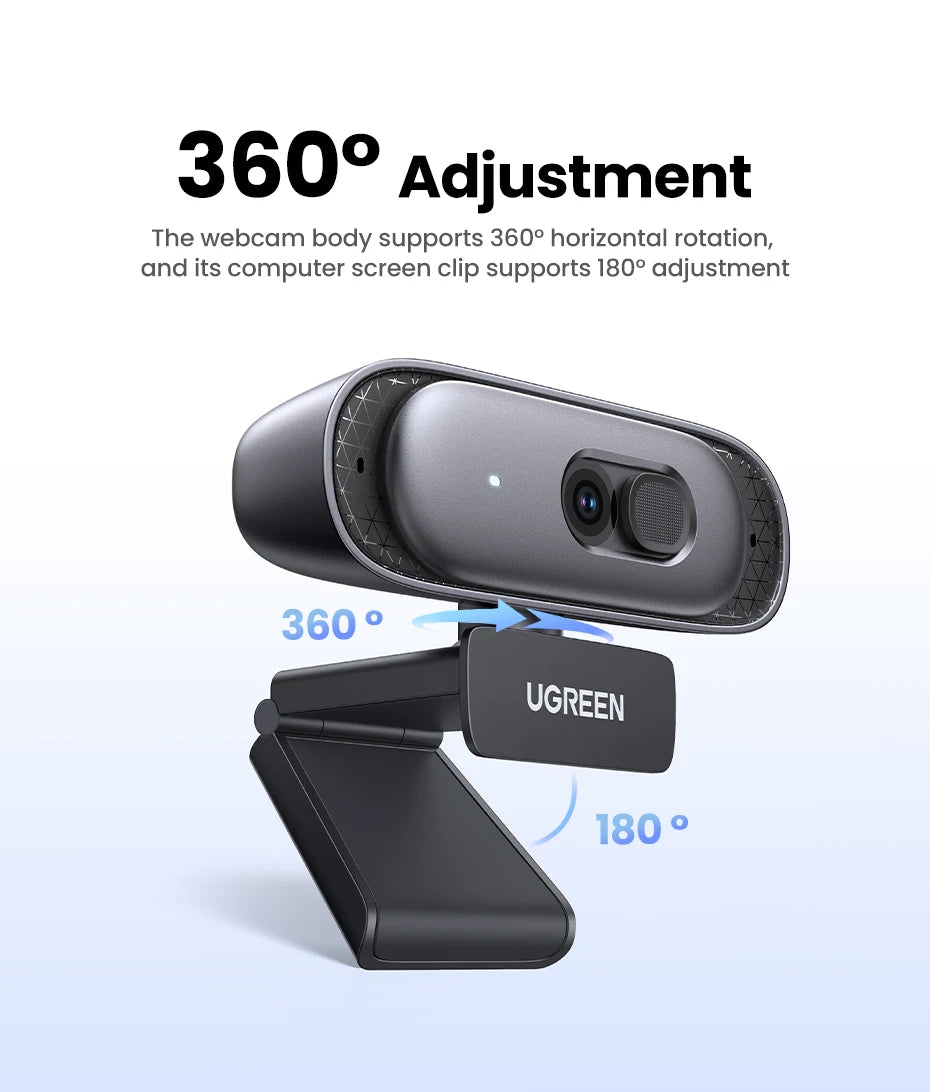 UGREEN 2K Ultra HD Webcam with Dual Microphones - USB Camera for Crystal Clear Video Calls & Streaming