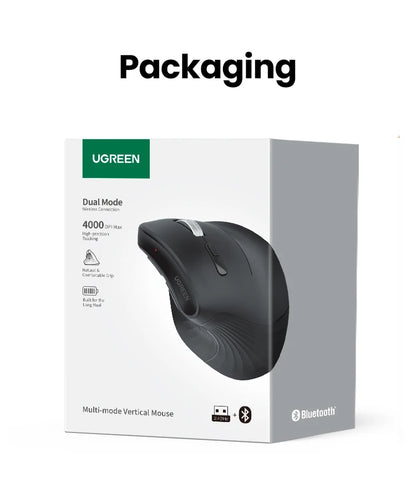 UGREEN Ergonomic Vertical Wireless Mouse – Bluetooth 5.0 for MacBook, Laptop, PC & Tablet