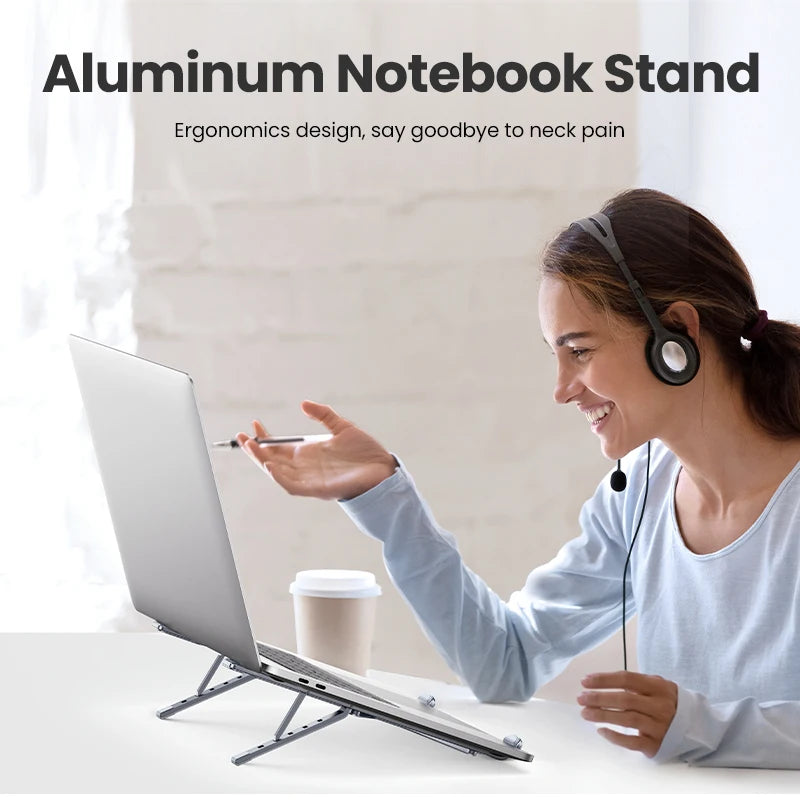 UGREEN Foldable Aluminum Laptop Stand - Universal Vertical Support for Laptops & Tablets