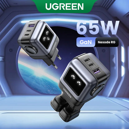 UGREEN 65W GaN Charger - Robot Design, Quick Charge 4.0/3.0, PPS PD Fast Charger for iPhone 16/15/14 Pro, MacBook & Tablets