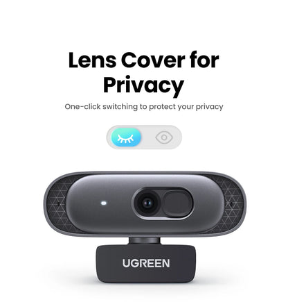 UGREEN 2K Ultra HD Webcam with Dual Microphones - USB Camera for Crystal Clear Video Calls & Streaming